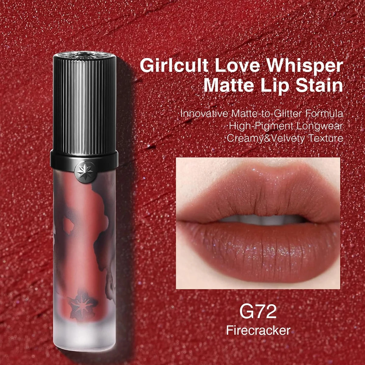 Girlcult Love Whisper Matte Lip Stain – Velvet Matte Texture, Lightweight Non‑Drying, Soft‑Focus Finish, Perfect for Edgy Makeup Looks