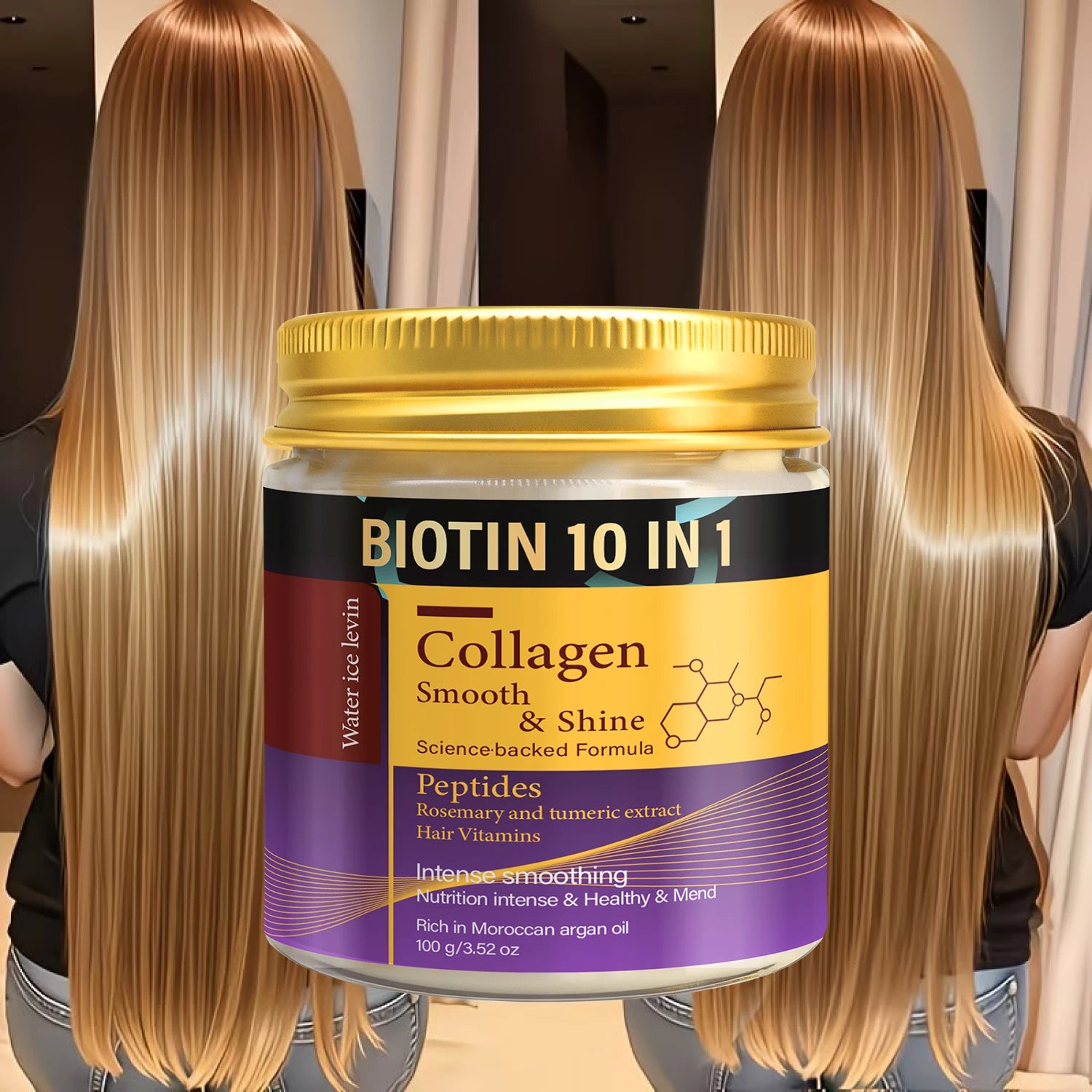 Collagen & Keratin Hair Mask - Biotin 10-in-1 Formula for Smooth, Shiny & Repaired Hair