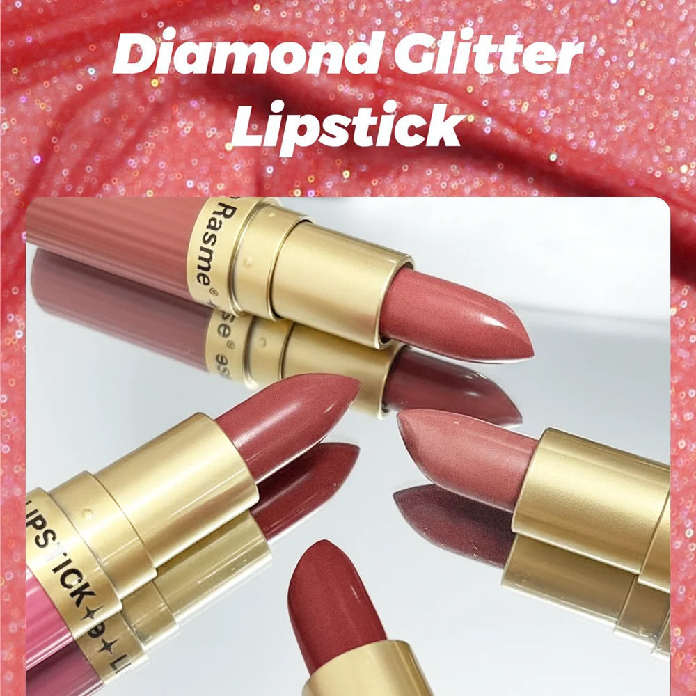 Pink Glitter Metallic Lipstick – Pearlescent Velvet Matte, Waterproof Long Wear