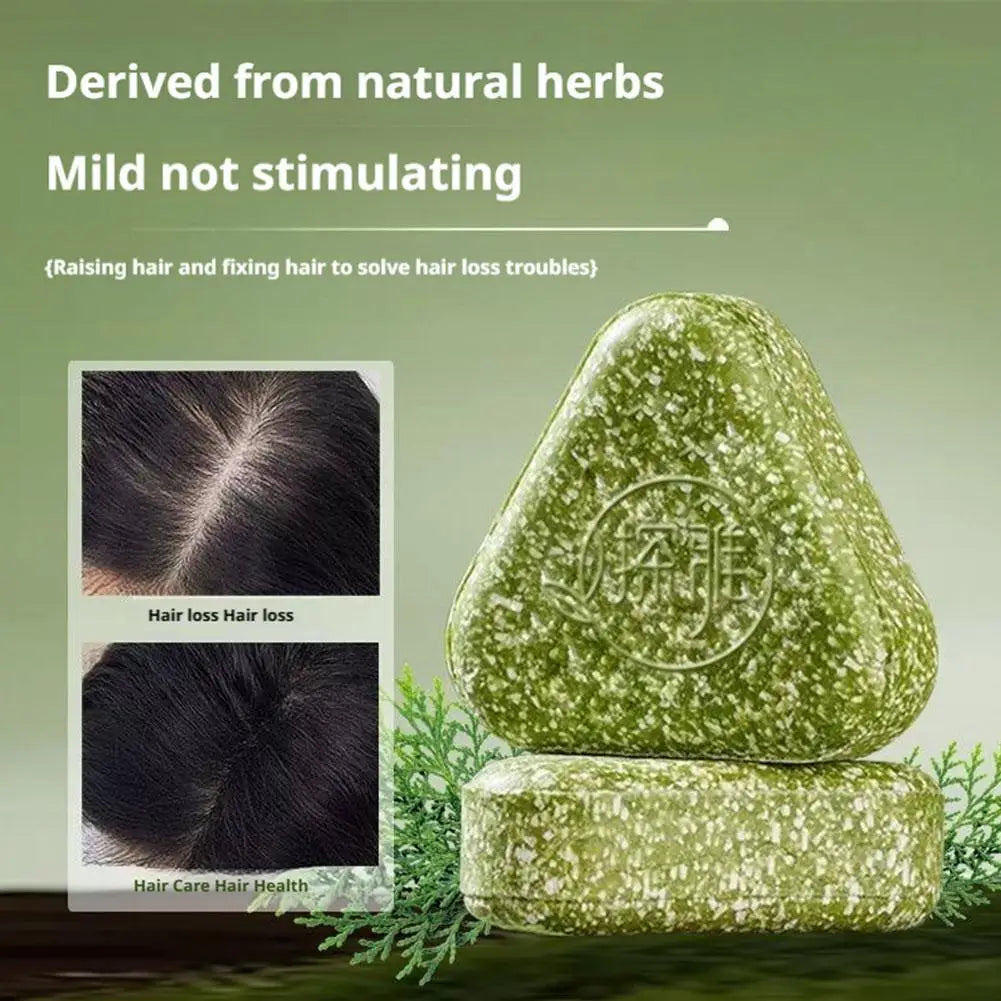 1/3PCS Grass & Platyclades Natural Herbal Shampoo Soap Strengthens Roots Controls Oil Cleanses Scalp Hair Growth Hair Soap