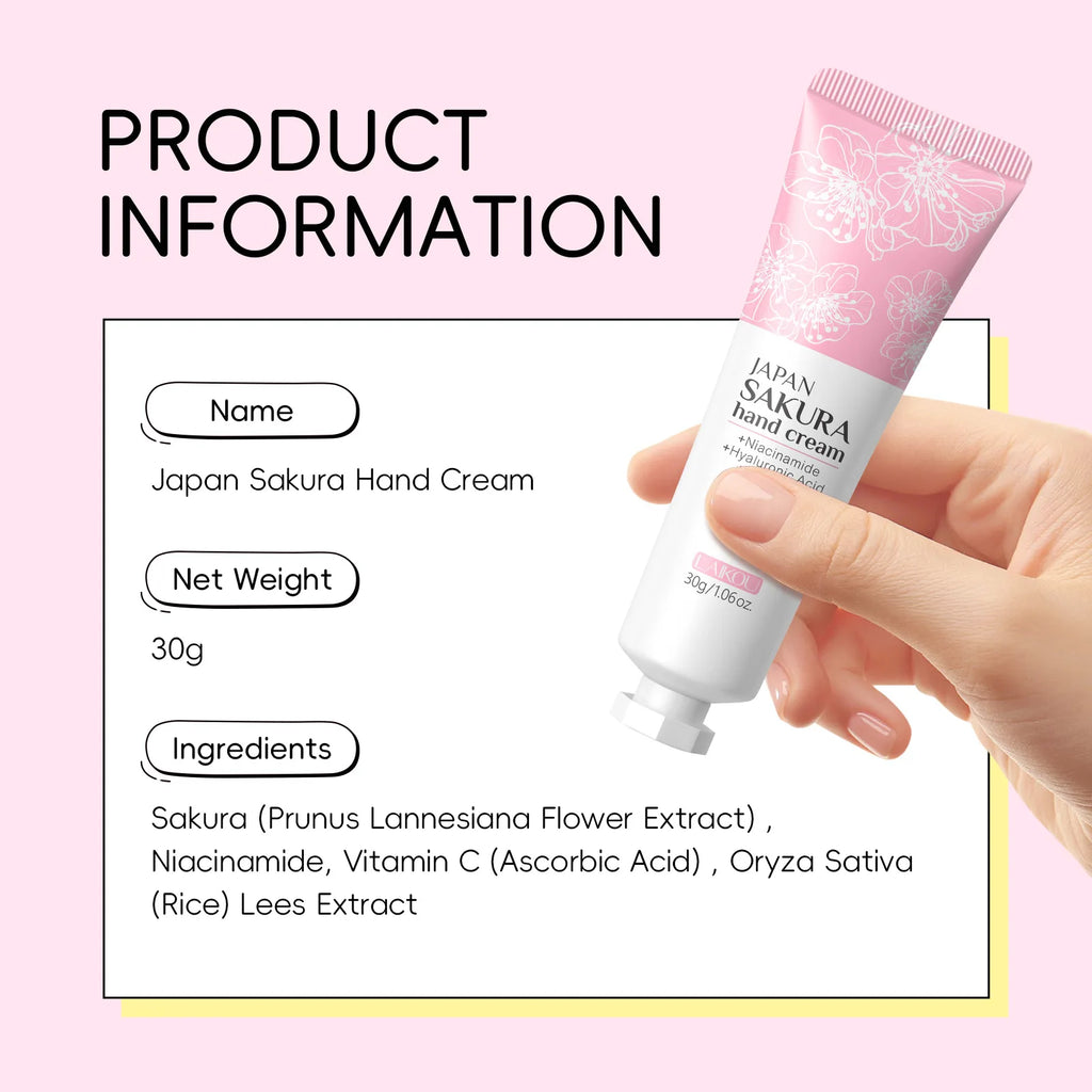 LAIKOU Sakura Hand Cream Whitening Wrinkle Removal Anti-crack Moisturizing Nourishing  Lotion Intensive Repair Hand Gream 30g