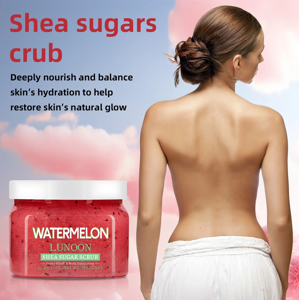 Natural Watermelon & Shea Butter Sugar Scrub 150g - Hydrating Body Polish for Smooth, Glowing Skin on Elbows, Knees & Legs.