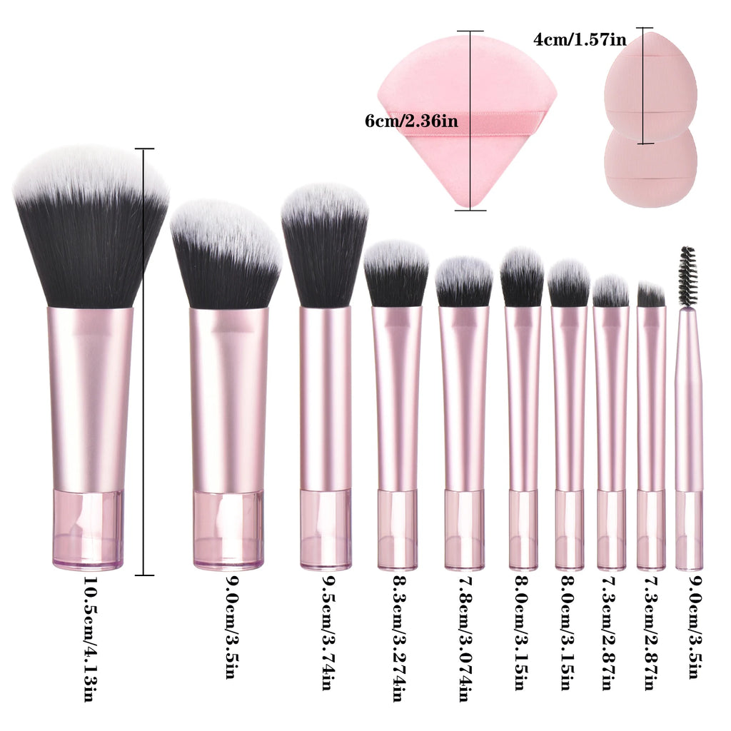 10 Pink Mini makeup brush Travel portable Makeup Tool Makeup Puff - Palm Brush Professional Makeup tool set