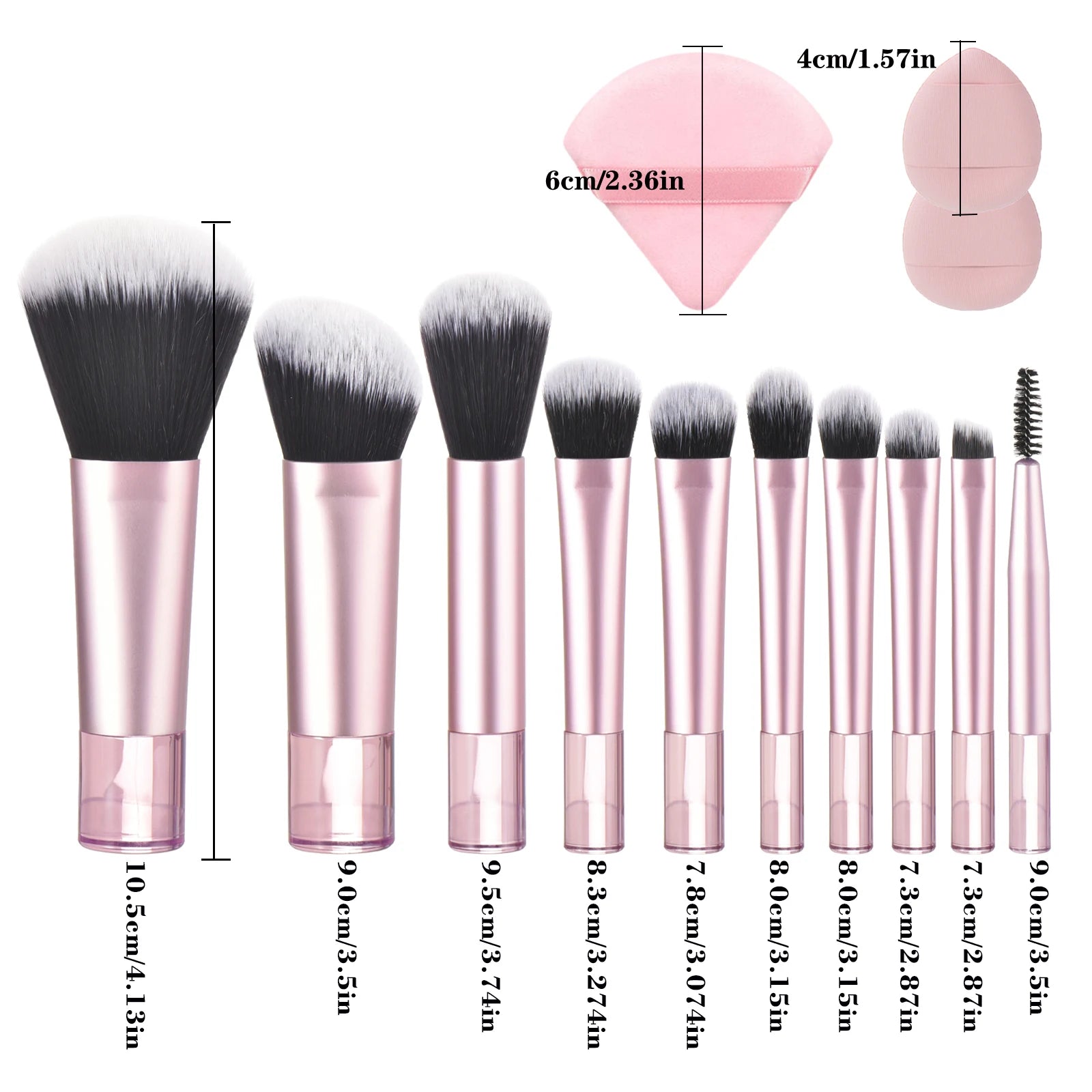 10 Pink Mini makeup brush Travel portable Makeup Tool Makeup Puff - Palm Brush Professional Makeup tool set