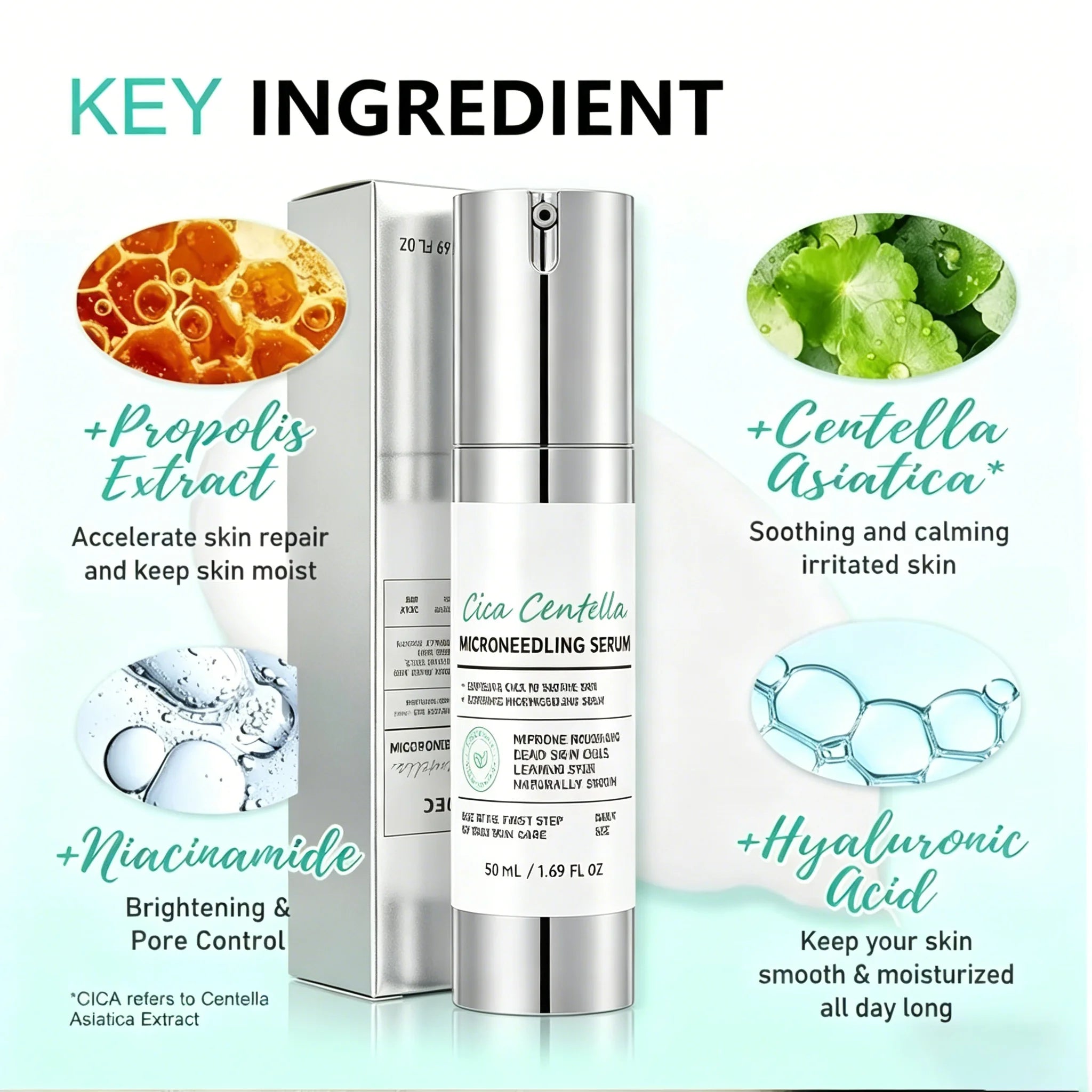 Spicule Microcrystal Serum, Pore Exfoliation,Centella Asiatica Propolis Aloe Extract Moisturizing Korean Glass Skin Care