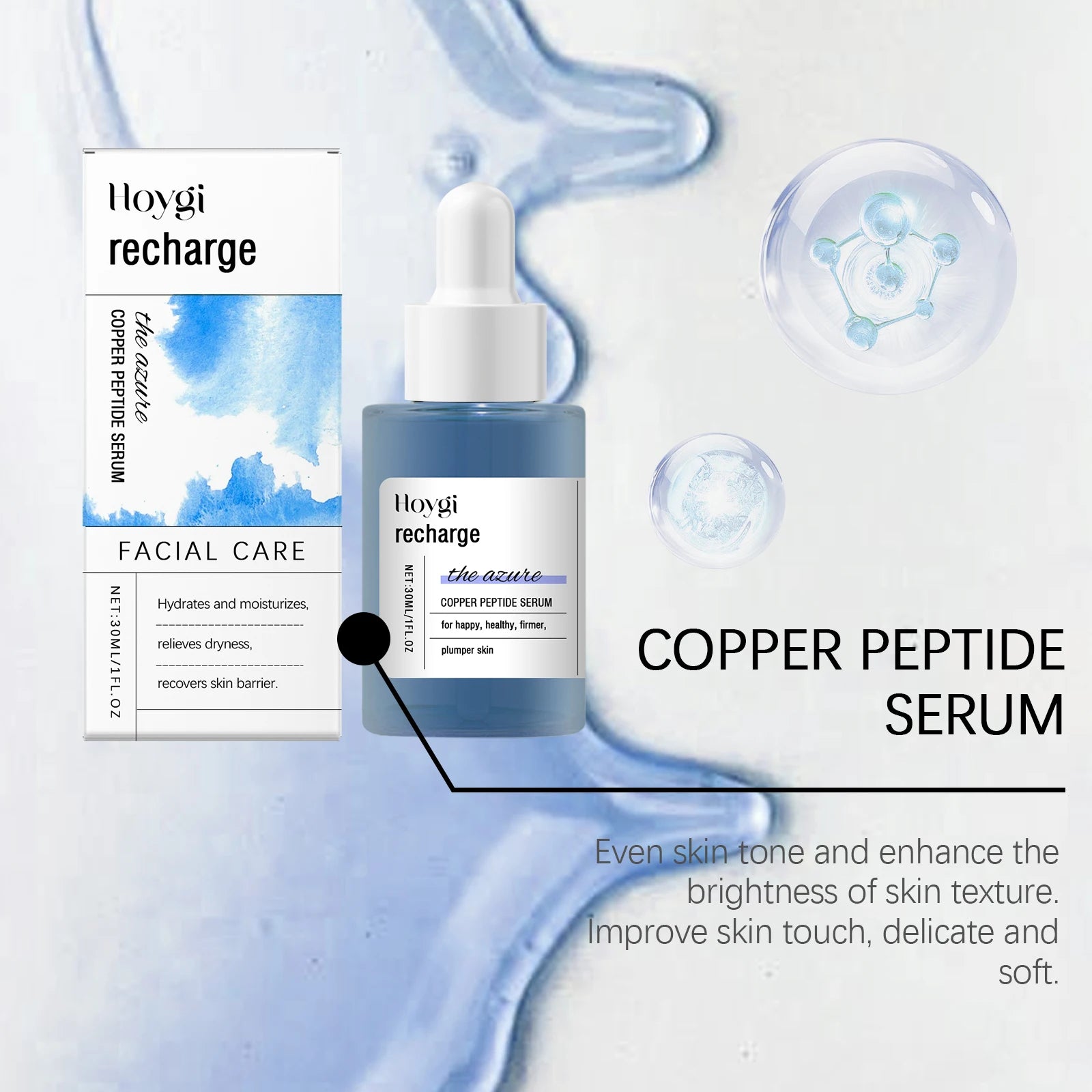 Hoygi Nicotinamide Face Serum for Reduce Melanin Fade Dark Spot Repair Nourishing Blue Copper Titanium Facial Skin Care Essence
