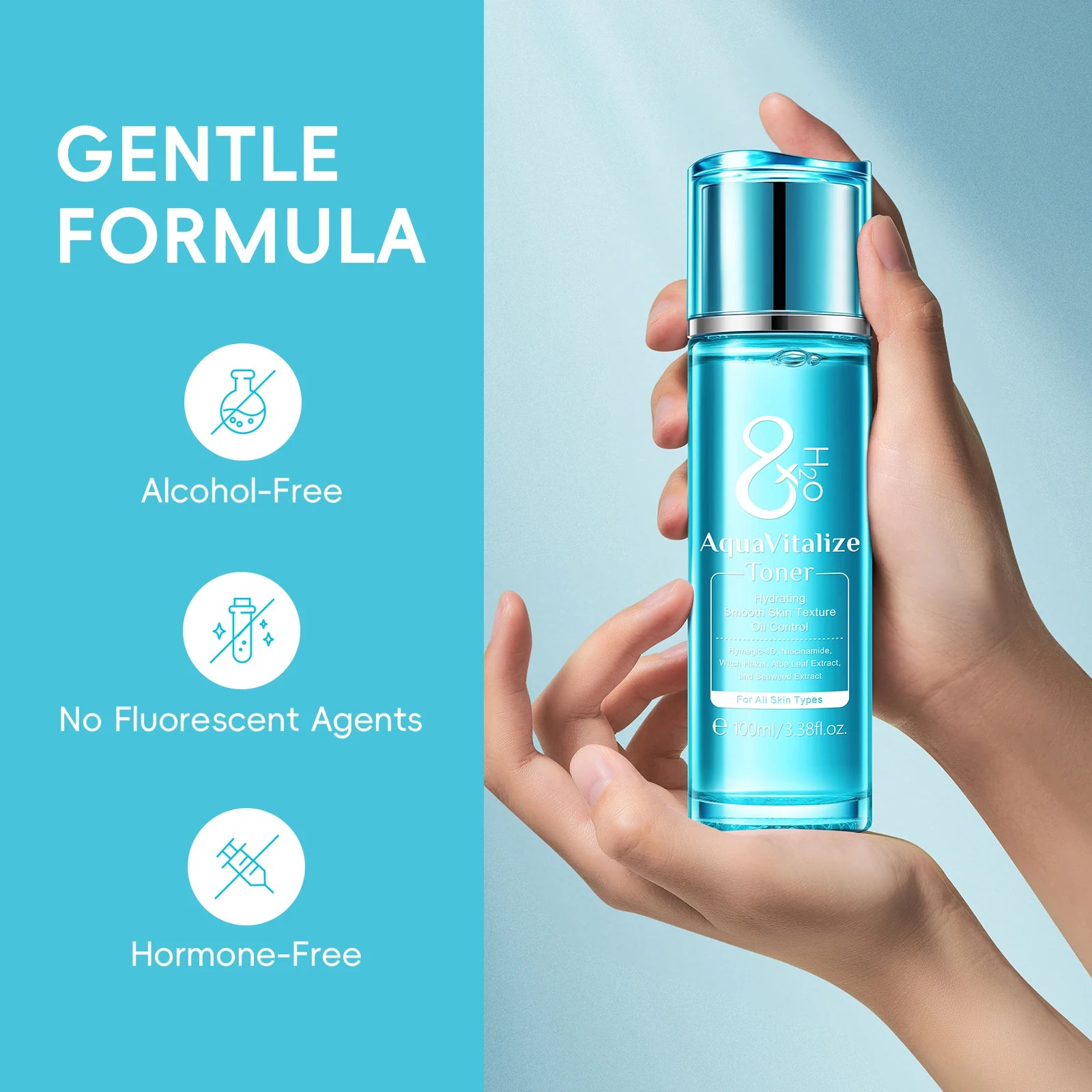 Quiyum 8X H2O AquaVitalize Toner 100ml Hydrating Oil Control Refreshing Facial Lotion Smooth Skin Daily Skin Care