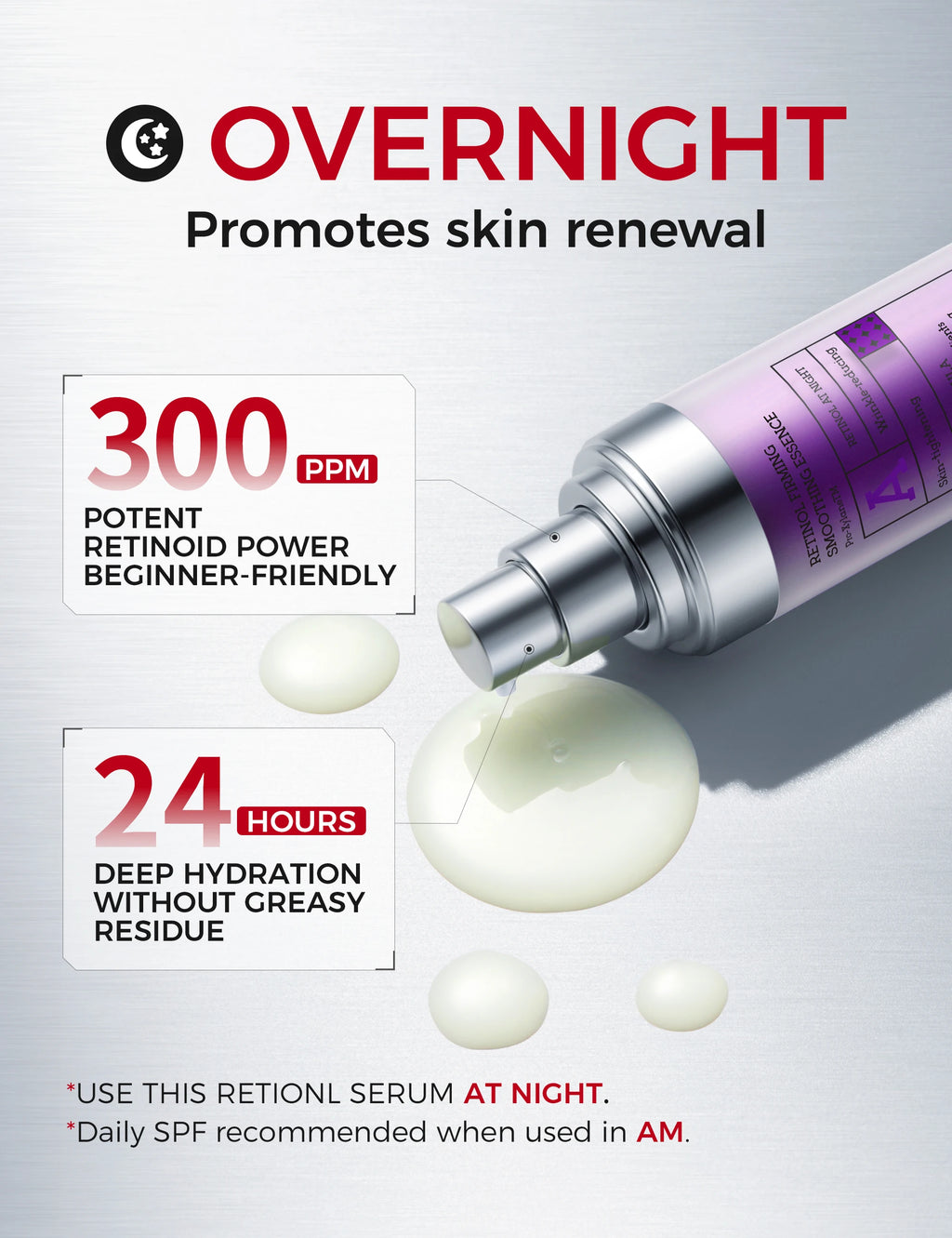 NING Retinol Serum 30ml x3 – Beginner Night Essence for Firming Care, Smooth-Looking Lines & Radiant Skin