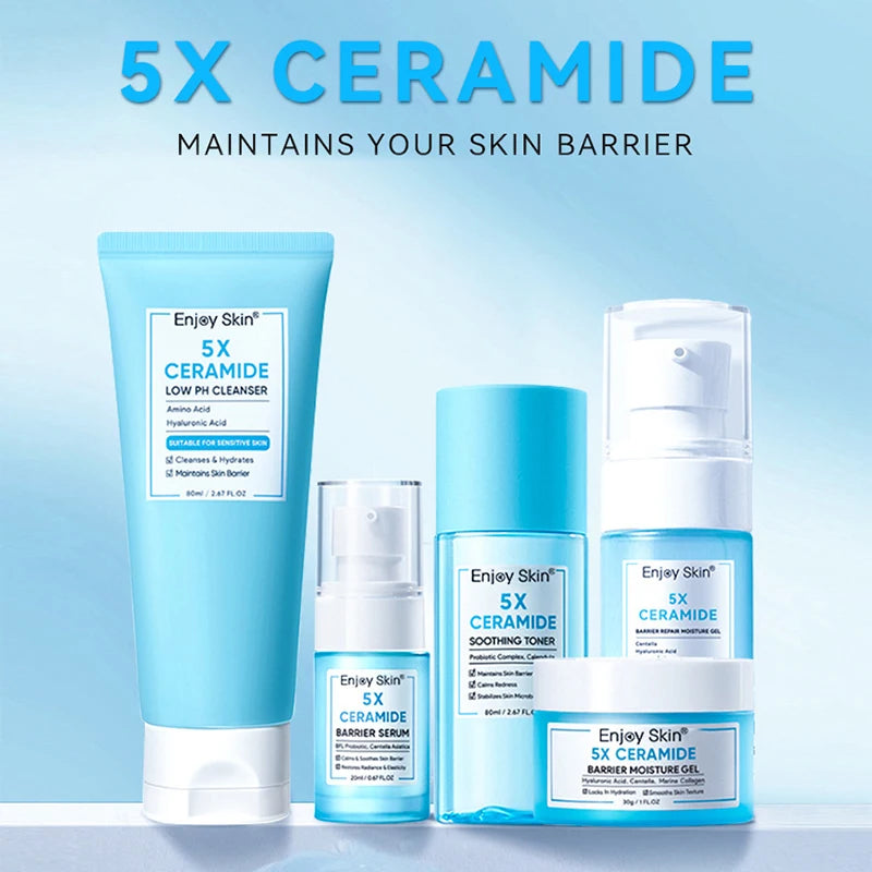 Ceramide Facial Skincare Series – Soothing Toner, Moisturizing Cream, Low‑pH Cleanser, Barrier Serum & Hydration Gel