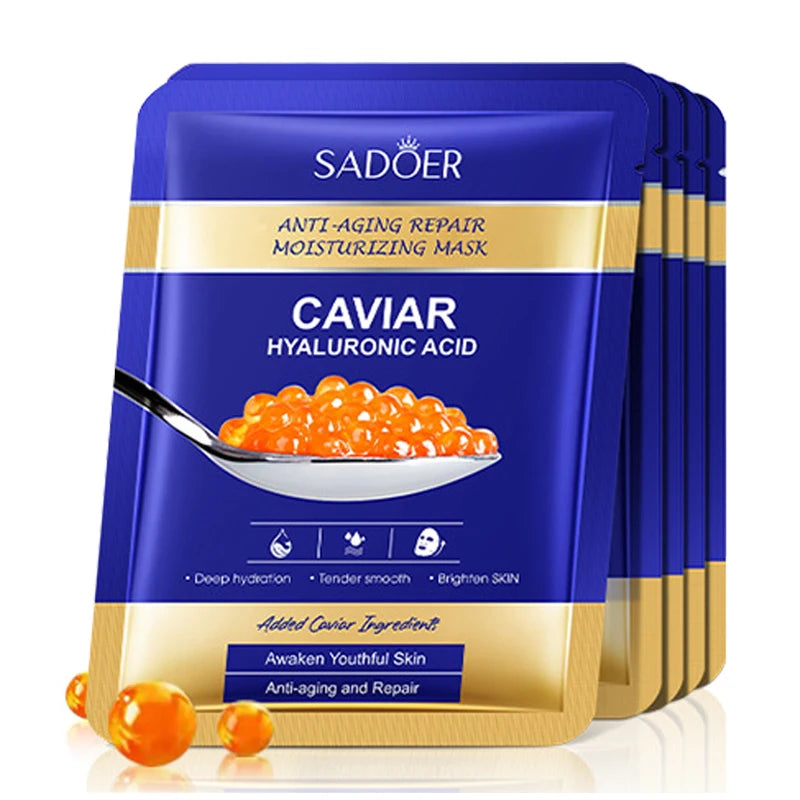 SADOER Caviar Hydrating Face Masks – Deep Moisture & Skin Tightening (5pcs)