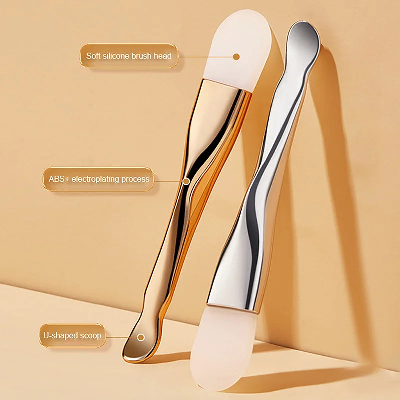 Double‑Head Silicone Facial Mask Brush – Mud Mask Applicator & Face Cleaning Scraper for Skincare