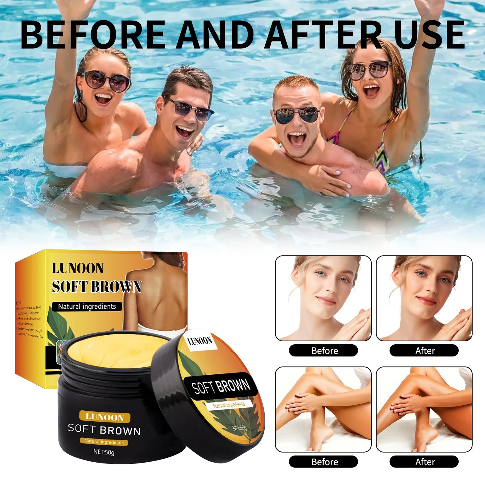 Self‑Tanning & Suntan Shield Cream – Long‑Lasting Face & Body Bronzer for a Natural Sun‑Kissed Glow