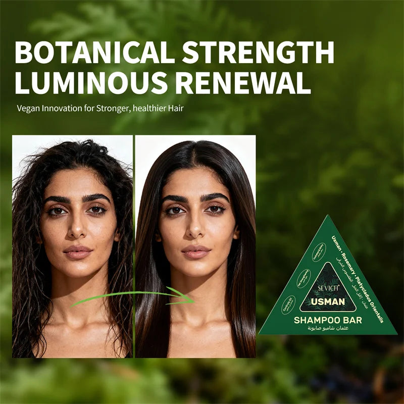 Usman Grass & Platycladus Herbal Shampoo Bar – Natural Hair‑Loss Care, Root Strengthening, Oil‑Control & Scalp‑Cleansing Growth Formula