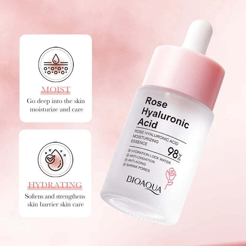 BIOAQUA Rose Hyaluronic Acid Essence – Deep Hydration, Brightening & Skin‑Softening Facial Serum
