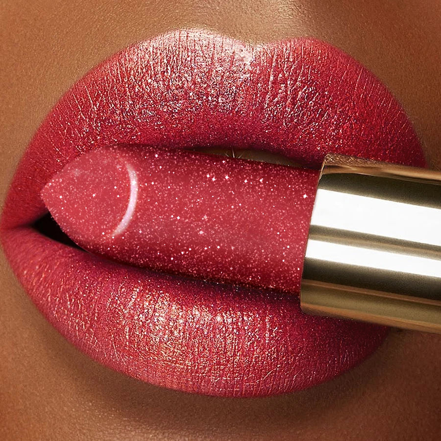 Metallic Glitter Shiny Lipstick Lip Tint,Waterproof Lip Senior Matte Lip Makeup Gifts for Women Cosmetic Lip Glaze