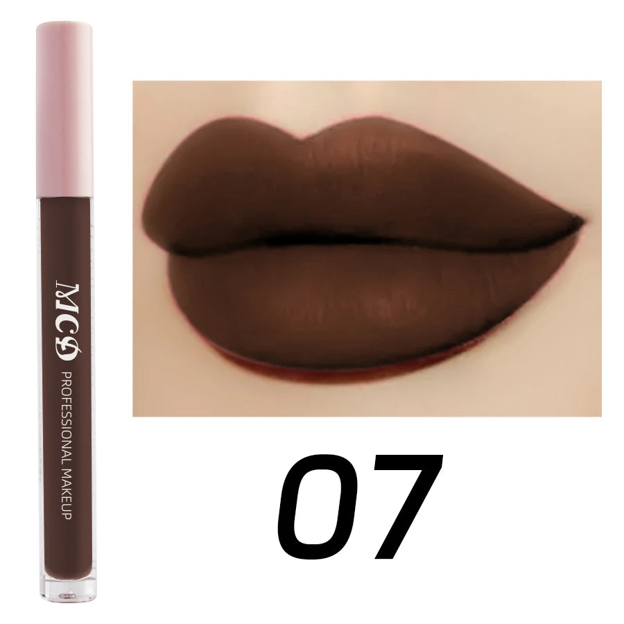 Dark Brown Matte Velvet Lip Gloss Waterproof Liquid Lipstick Nude Brown Lips Korean Makeup for Lip Tint Lip Glaze Cosmetics