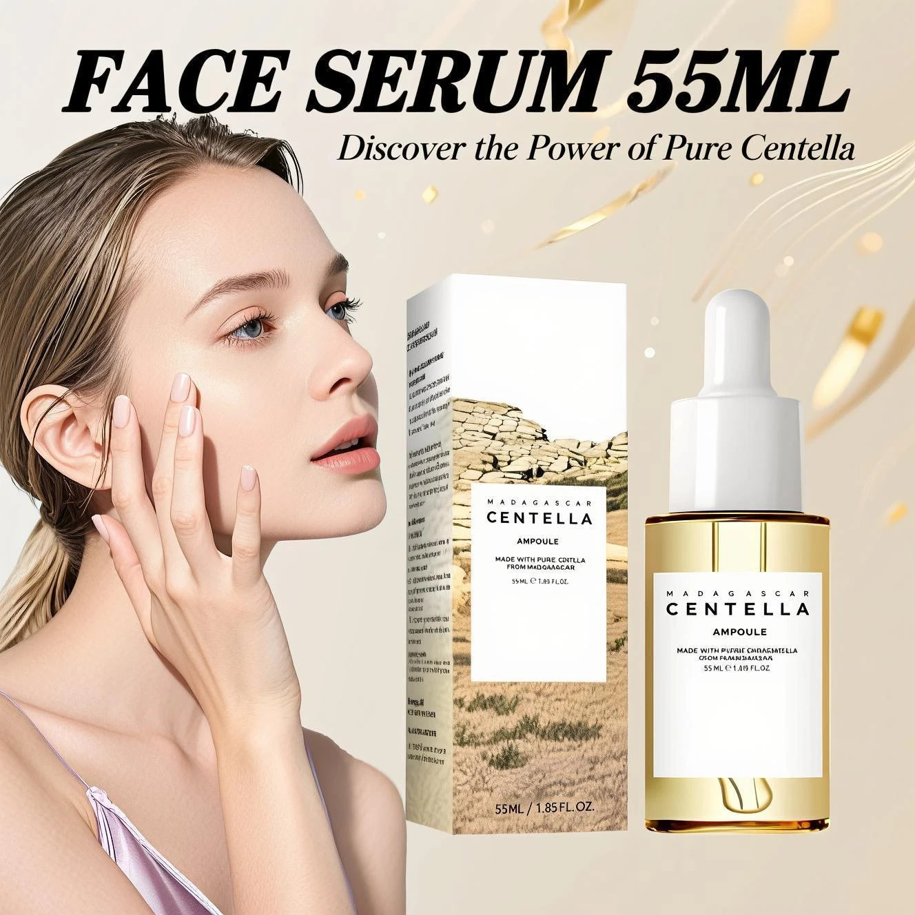 Centella Asiatica Serum 55ml - Sensitive skin soothing formula with acne fighting, deep moisturizing benefits for face