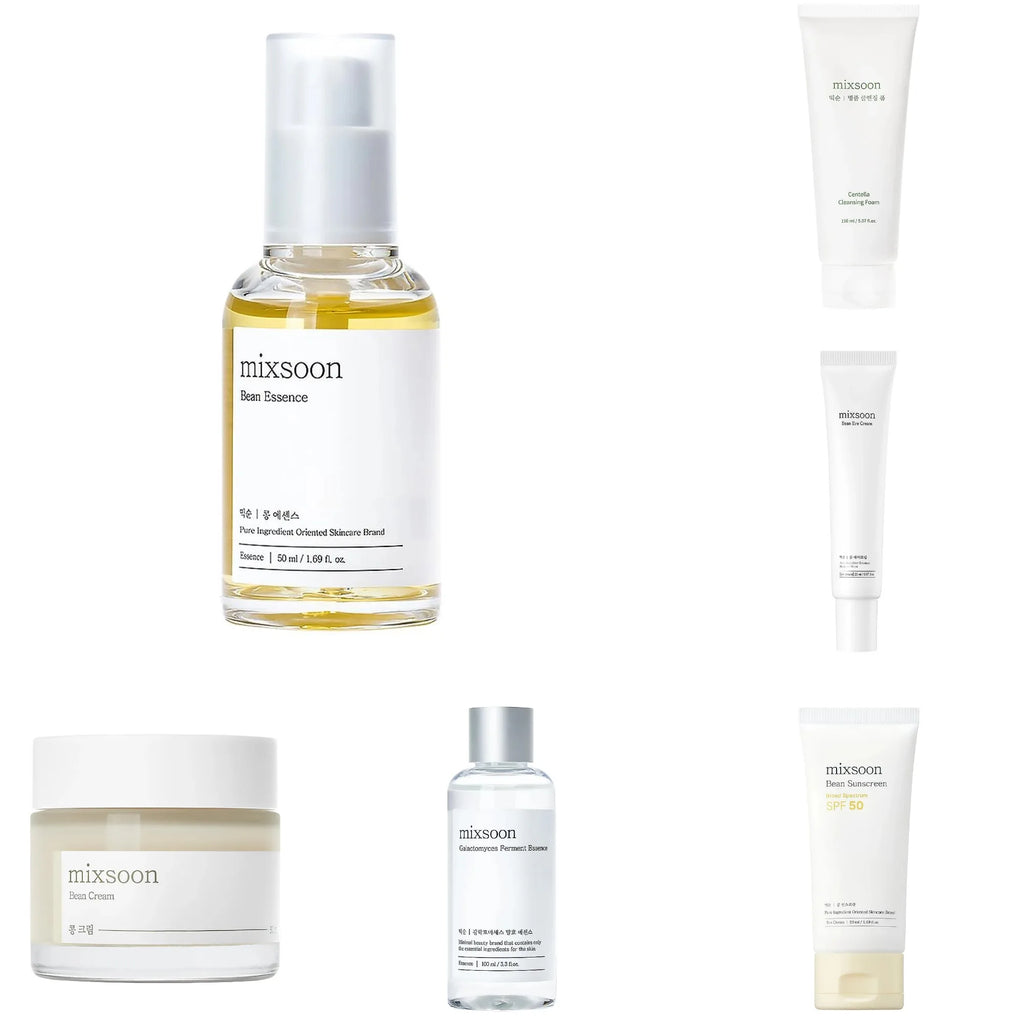 Mixsoon Set Bean Cream SPF50 Sunscreen Centella Cleanser, Soy Extract Hydrating Soothing Nourishing Skin Care