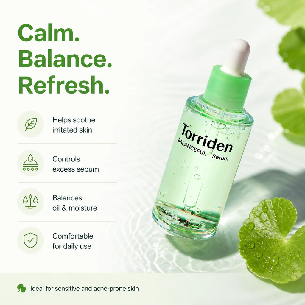 Torriden Cica Soothing Serum 50ml Hyaluronic Acid Serum 50ml,Refreshing & Non-Sticky,Korean Skincare Korean Makeup Lightweight