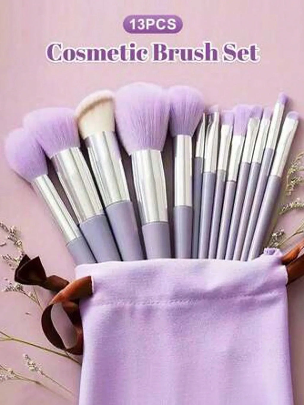 Purple Makeup Brush Set with Blending Sponge - Professional Cosmetic Brush Kit for Foundation/Contour/Eyeshadow