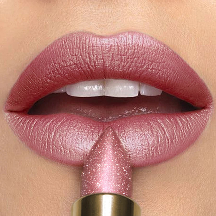 Metallic Glitter Shiny Lipstick Lip Tint,Waterproof Lip Senior Matte Lip Makeup Gifts for Women Cosmetic Lip Glaze
