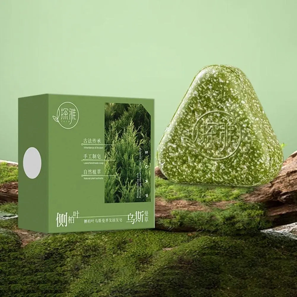 1/3PCS Grass & Platyclades Natural Herbal Shampoo Soap Strengthens Roots Controls Oil Cleanses Scalp Hair Growth Hair Soap