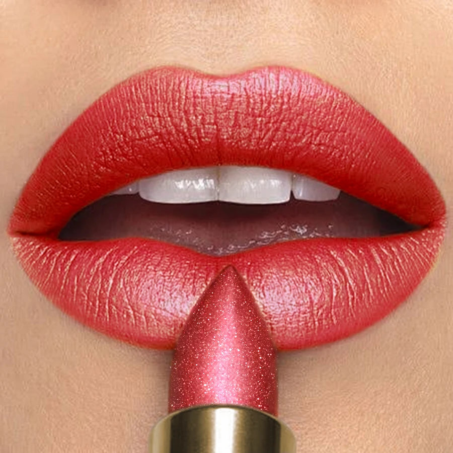 Metallic Glitter Shiny Lipstick Lip Tint,Waterproof Lip Senior Matte Lip Makeup Gifts for Women Cosmetic Lip Glaze