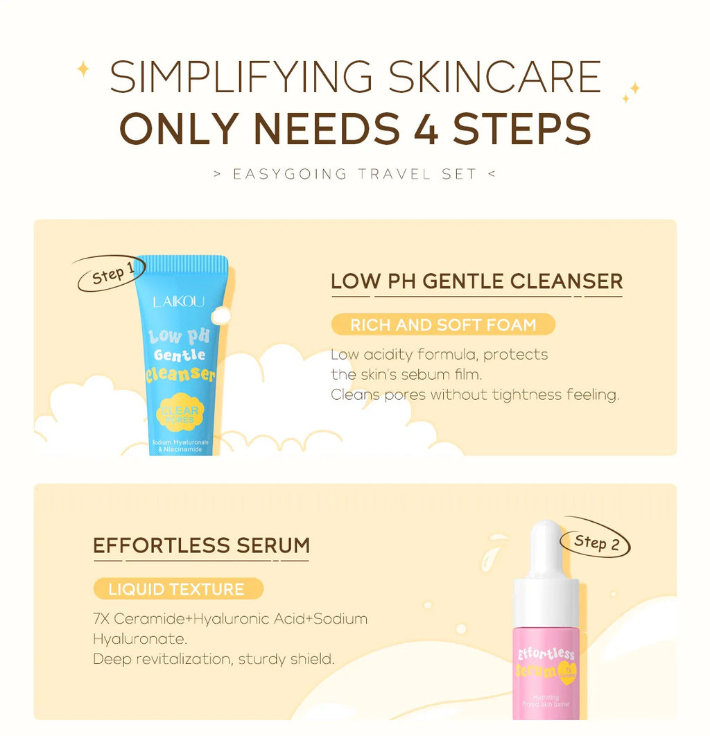 4pcs/set LAIKOU Skin Care Sets Facial Cleanser Serum Face Cream Facial Sunscreen Anti-Aging Whitening Creams Facial Skin Care