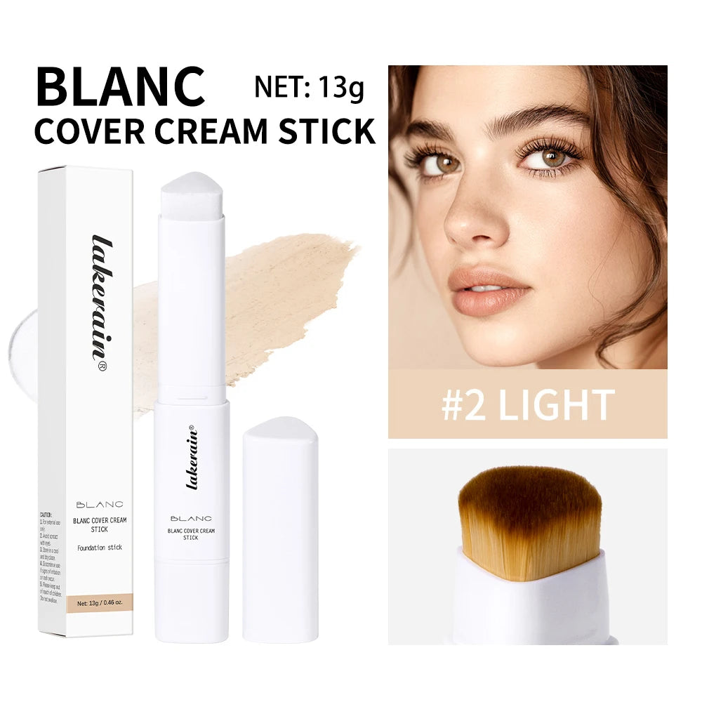 Color‑Changing Foundation Stick – Korean High‑Coverage, Waterproof Dual‑Ended Base with Built‑In Brush