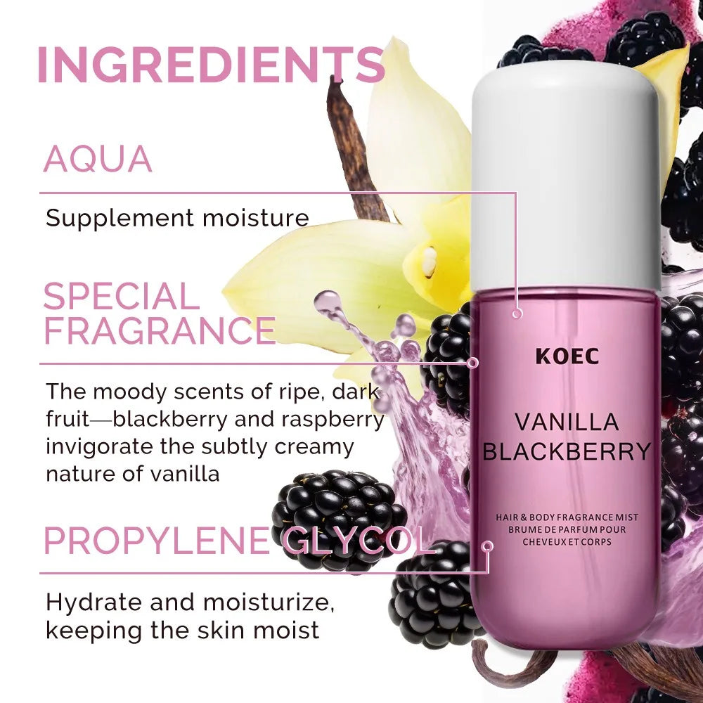 KOEC Vanilla Coconut Spray Perfume Refreshing Moisturizing Premium Dragon Fruit Floral Women's Perfume Triple Fragrance 50ml