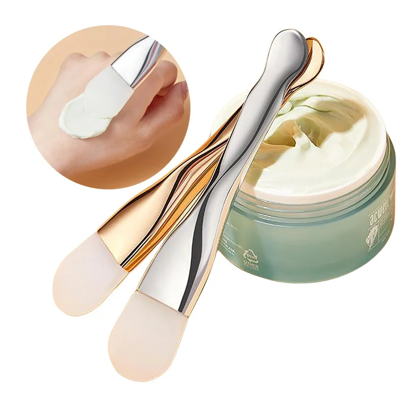 Double‑Head Silicone Facial Mask Brush – Mud Mask Applicator & Face Cleaning Scraper for Skincare