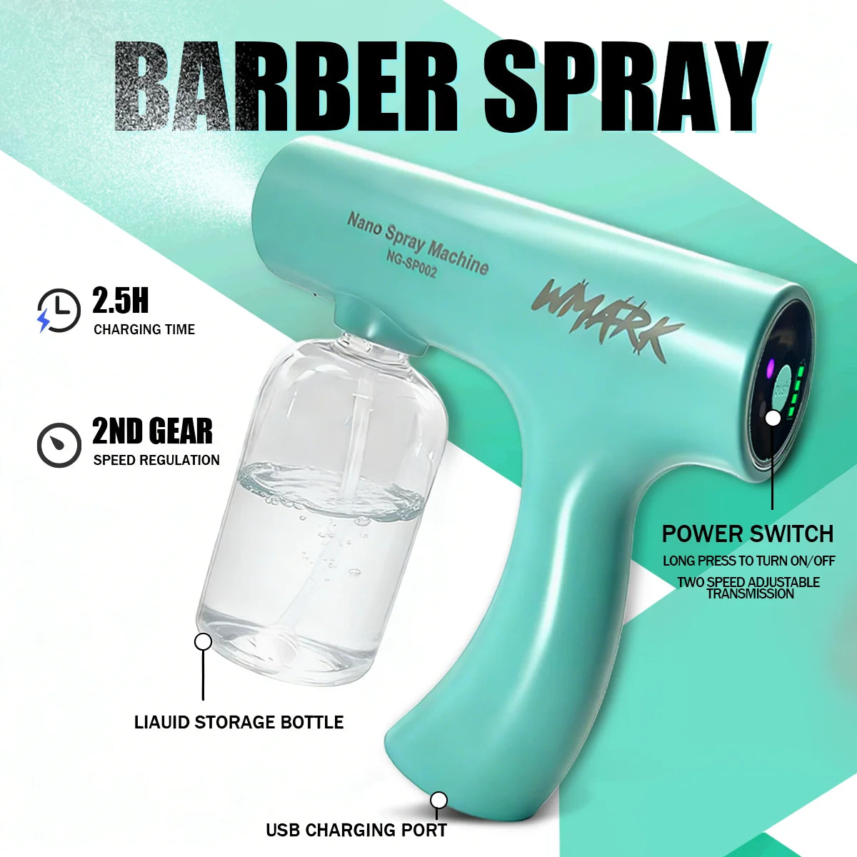 WMARK Professional Hair Trimmer 5 in 1 Barber KIT Shaver Hair Dryer and Spray Bottle Handheld Gift Box Trimmer for Men NG-8637