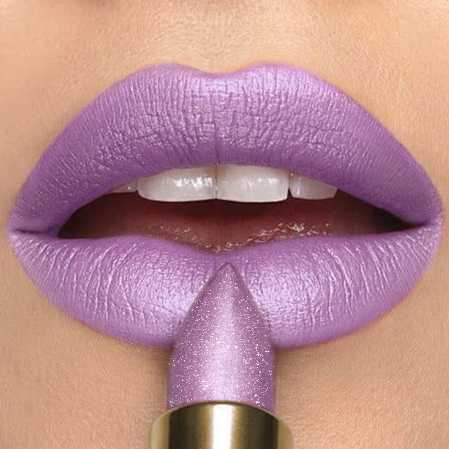 Metallic Glitter Shiny Lipstick Lip Tint,Waterproof Lip Senior Matte Lip Makeup Gifts for Women Cosmetic Lip Glaze