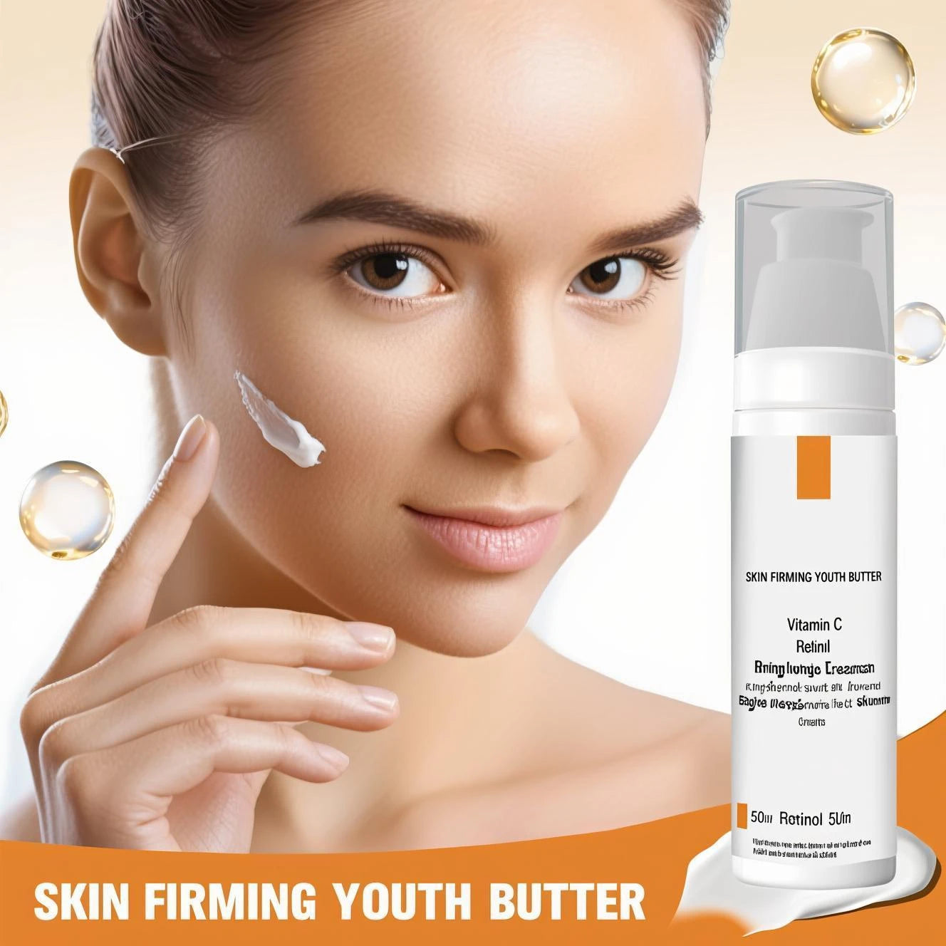 SKIN FIRMING YOUTH BUTTER 50ml - Anti-Wrinkle Cream with Hyaluronic Acid & Vitamin C, Brightening Essence for Sensitive Skin