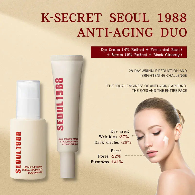 Seoul 1988 Korean Black Ginseng Retinol Serum with Niacinamide & Vitamin C - Hydrating Facial Ampoule for Daily Skin Care