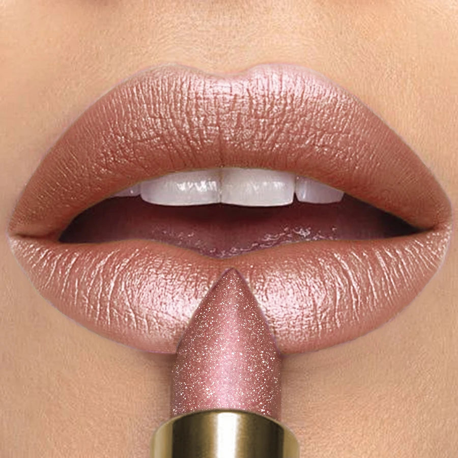 Metallic Glitter Shiny Lipstick Lip Tint,Waterproof Lip Senior Matte Lip Makeup Gifts for Women Cosmetic Lip Glaze
