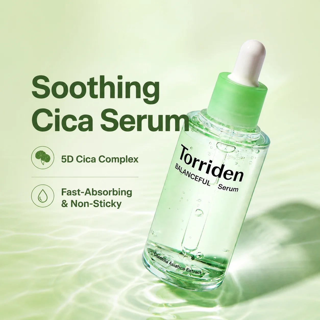 Torriden Cica Soothing Serum 50ml Hyaluronic Acid Serum 50ml,Refreshing & Non-Sticky,Korean Skincare Korean Makeup Lightweight