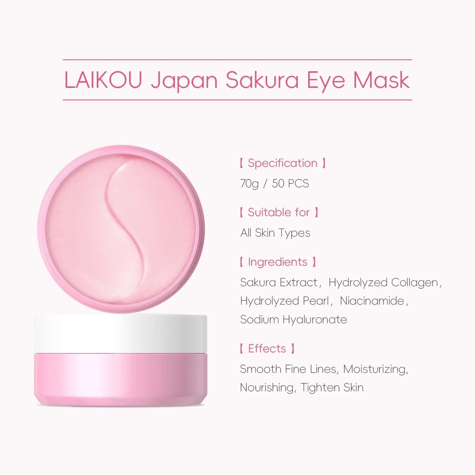 LAIKOU Sakura 24‑in‑1 Complete Skincare Set – Eye & Lip Masks, Serums, Cleanser, Toner & Cream