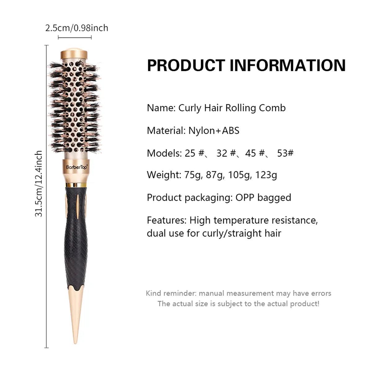 Hair Salon Round Rolling Hairdressing Comb Professional Women Straight Curly Combs Barbershop Curling Styling Tools Supplies