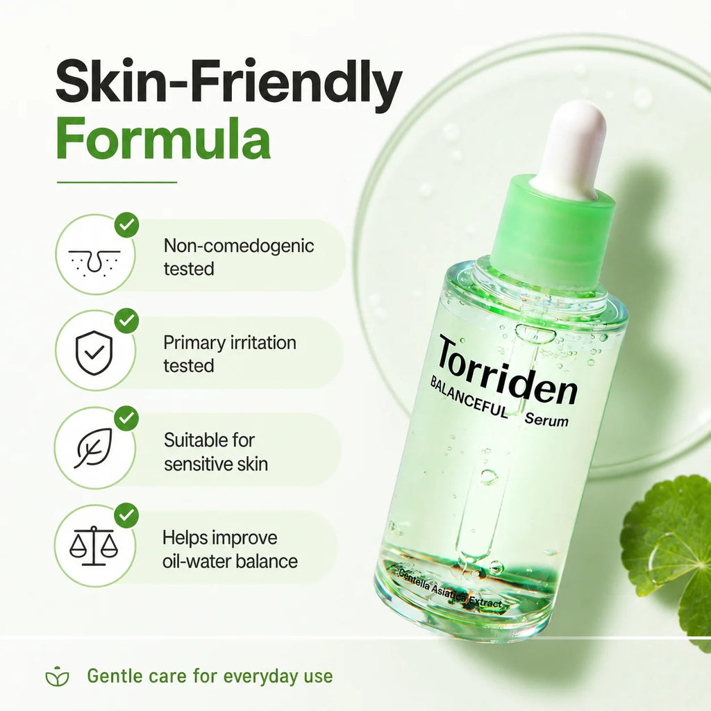 Torriden Cica Soothing Serum 50ml Hyaluronic Acid Serum 50ml,Refreshing & Non-Sticky,Korean Skincare Korean Makeup Lightweight