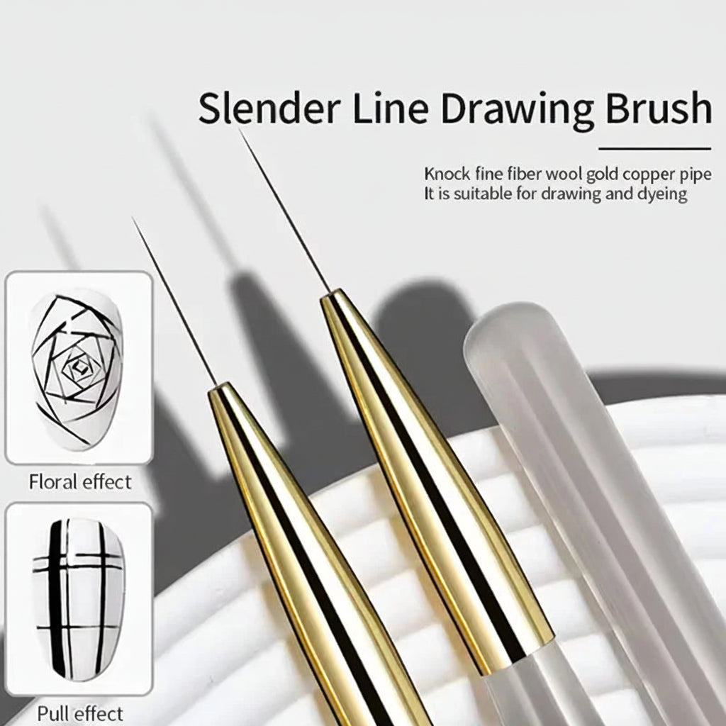 5Pcs Slim Nail Art Brushes – Acrylic Flower Painting & Line Drawing Kit