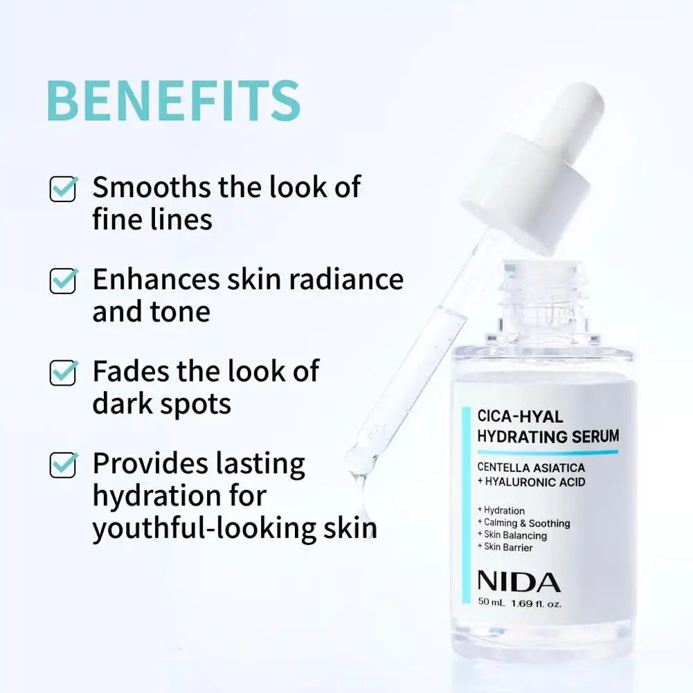 NIDA CICA-HYAL Hydrating Serum 50ml Hyaluronic Acid Soothes Sensitive Skin Reduce Redness Repair Barrier Skincare