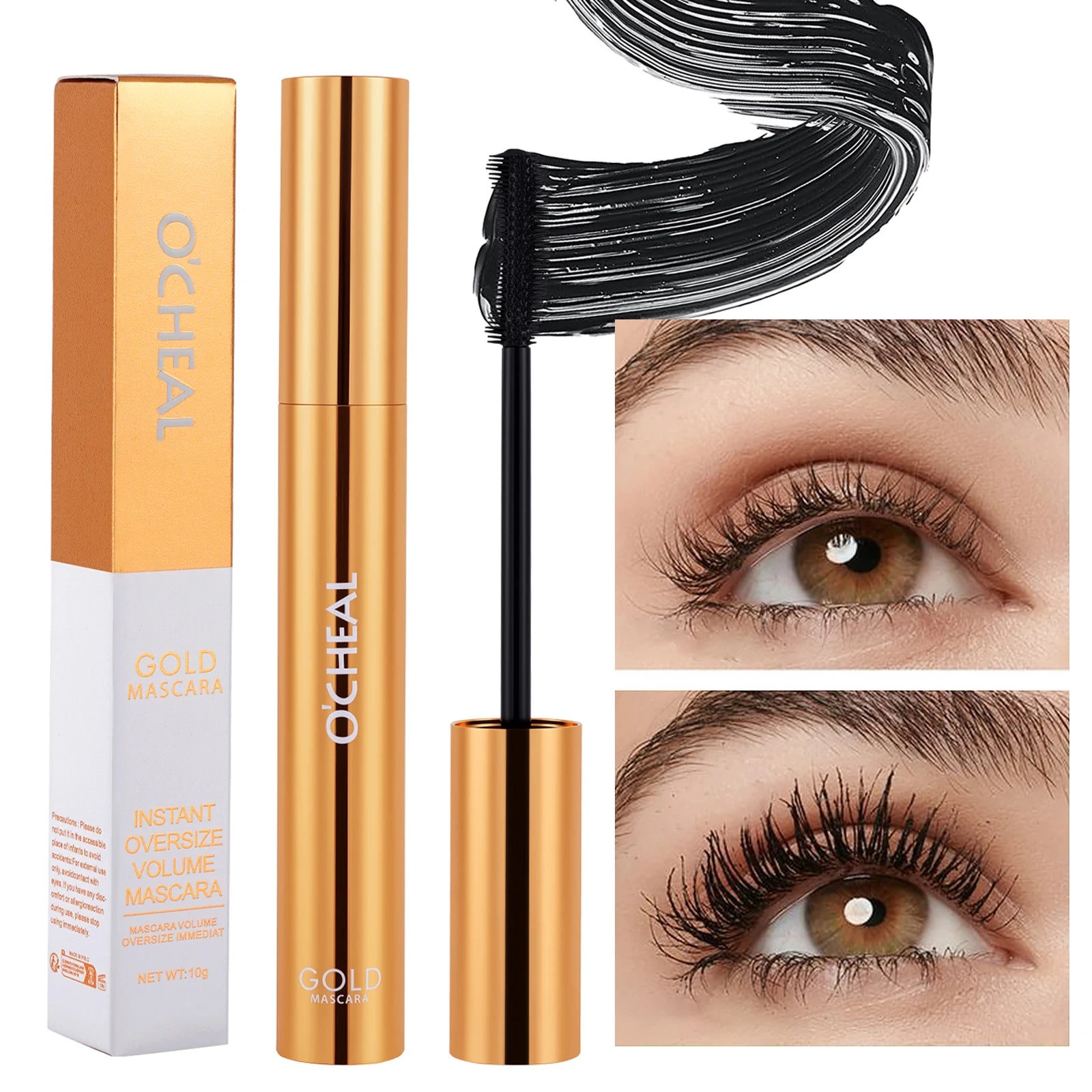 O’CHEAL 3D Silk Black Mascara – Thick, Curled & Lengthened Lashes with Precision Lash Brush