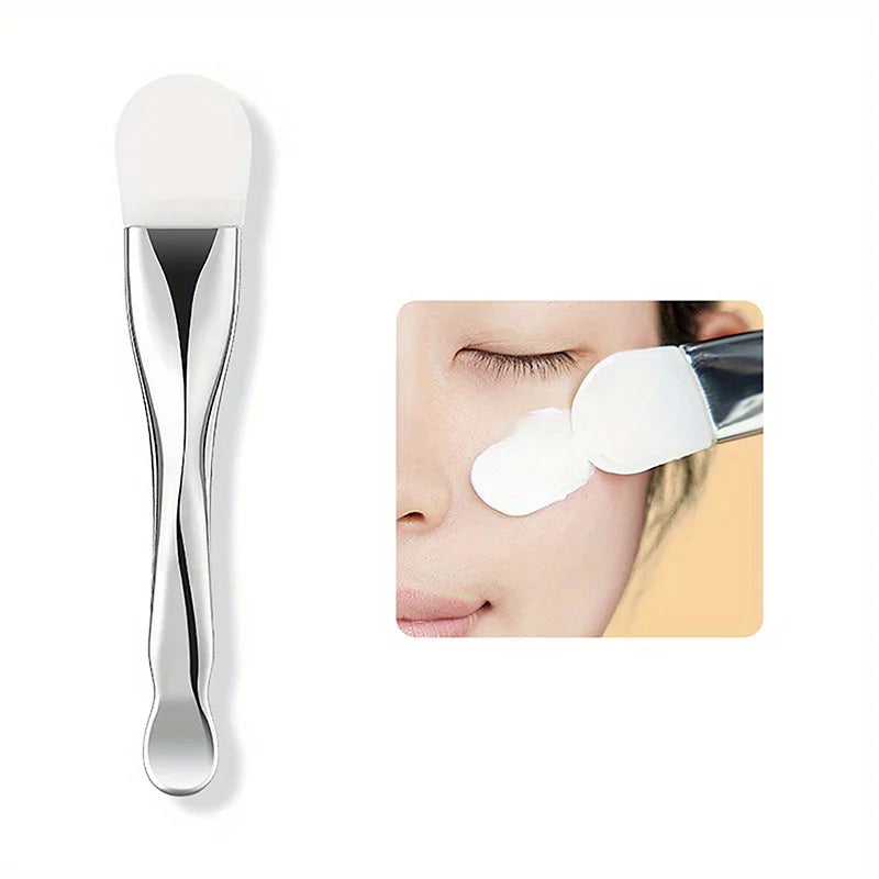 Double‑Head Silicone Facial Mask Brush – Mud Mask Applicator & Face Cleaning Scraper for Skincare