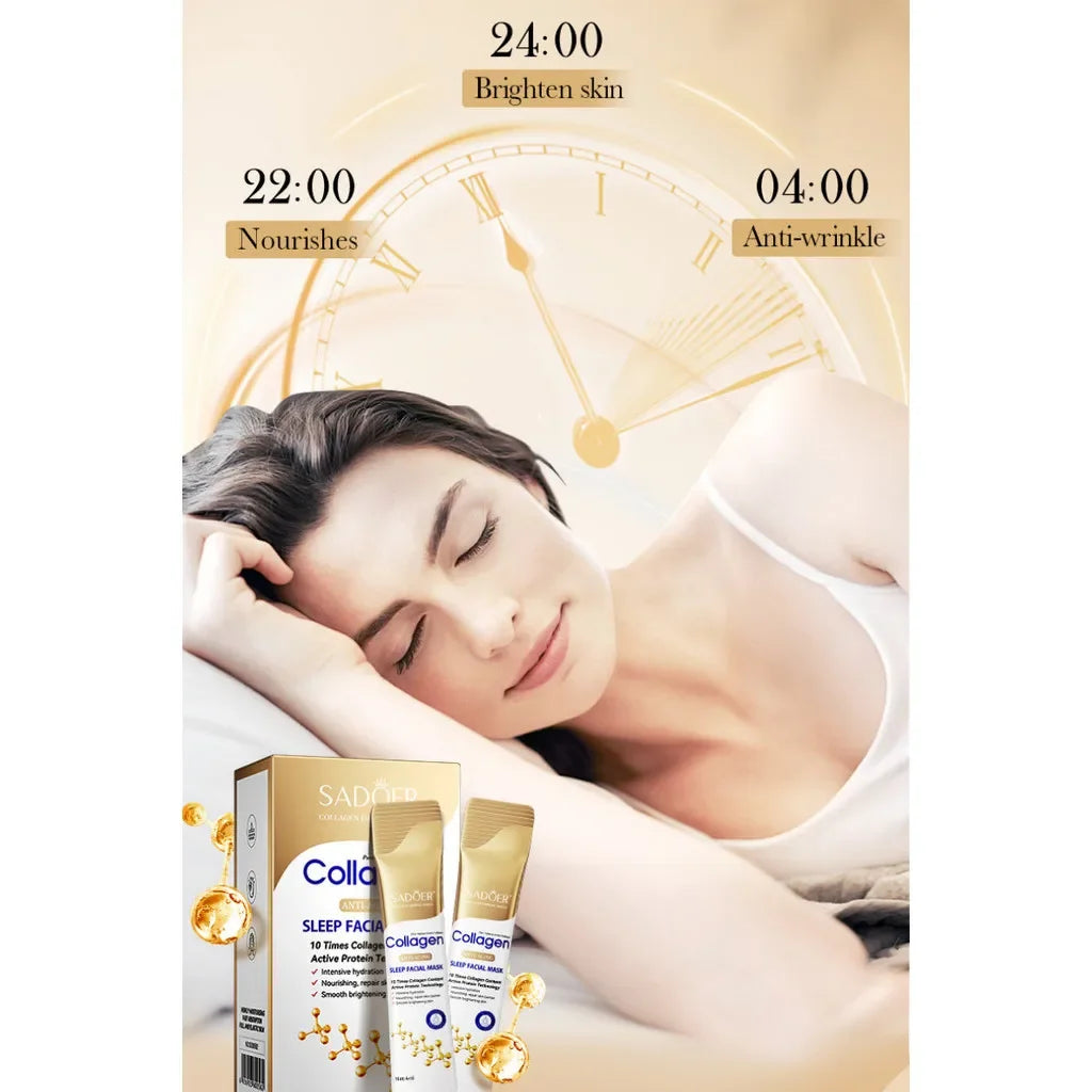 Deep hydration for soft, supple skin SADOER Collagen Sleeping Facial Masks.
