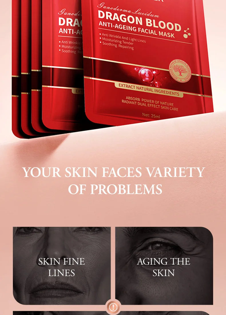 SADOER Dragon Blood Facial Masks for Face Moisturizing Anti-aging Hydrating Face Mask Facial Skin Care Products