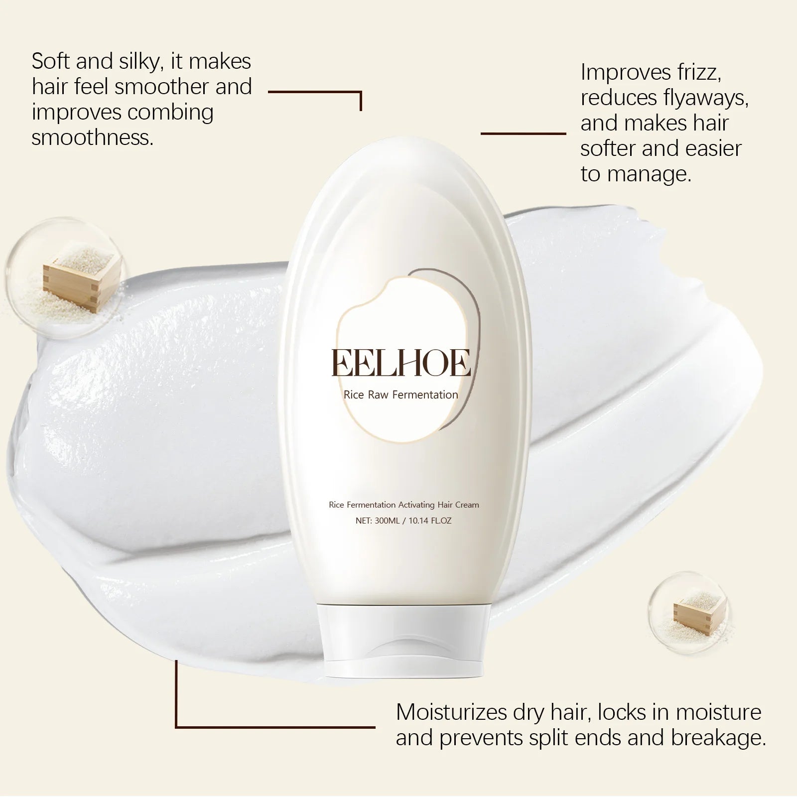 Rice Essence Hair Cream – Strengthening & Smoothing by EELHOE