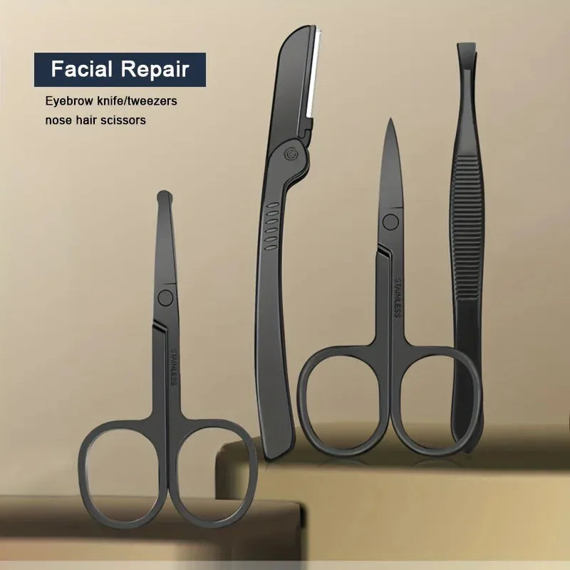Stainless Steel Manicure Pedicure Set Nail Clippers Ear Spoon Cutters Scissors Household Beauty Grooming Tools