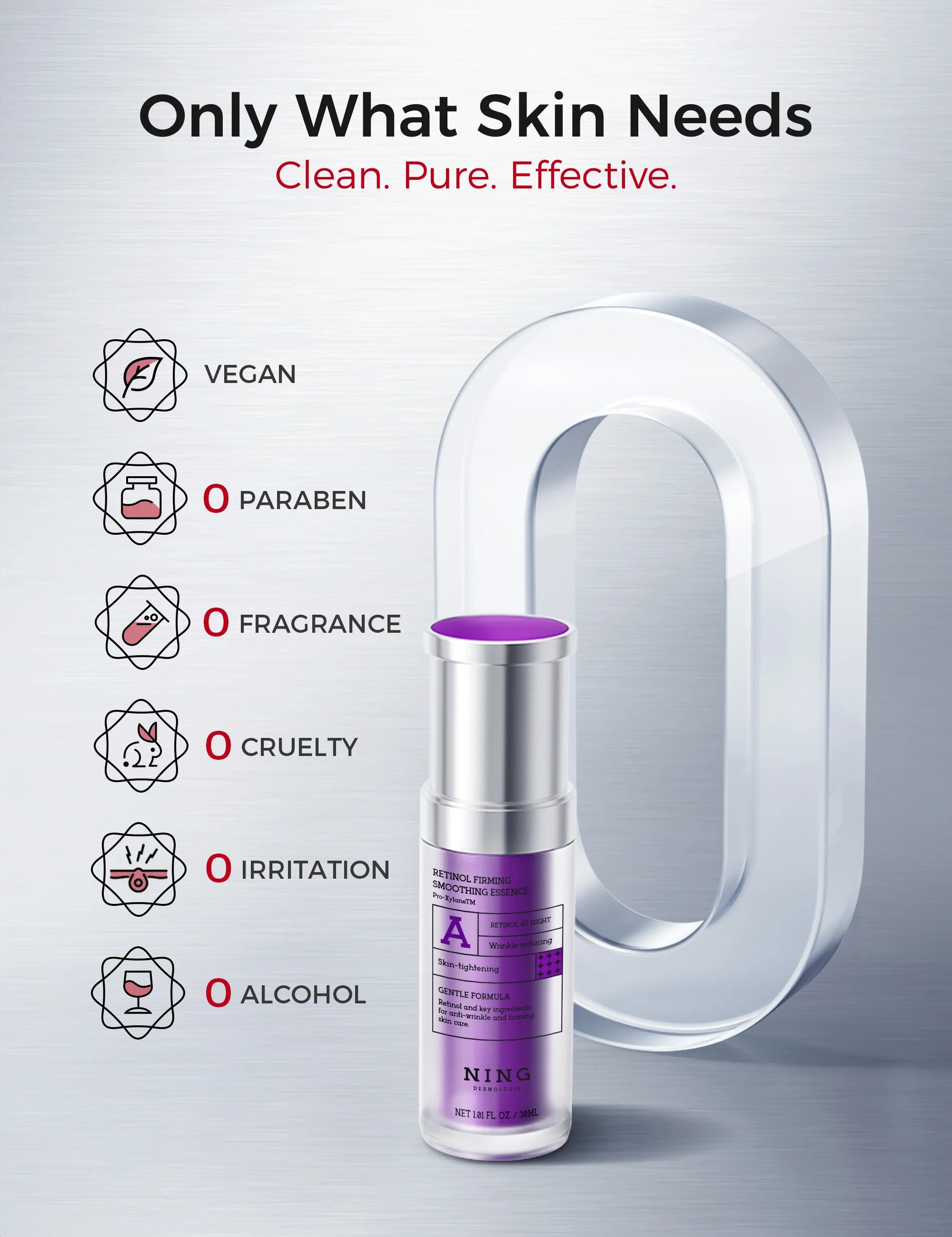 NING Retinol Serum 30ml x3 – Beginner Night Essence for Firming Care, Smooth-Looking Lines & Radiant Skin