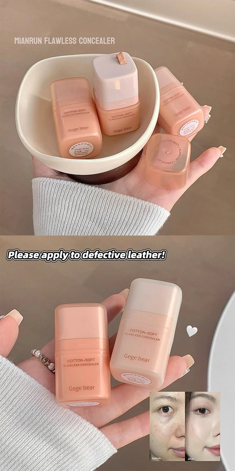 Full Coverage Hydrating Concealer,Lightweight Long Wear Concealer for Dark Circles Acne Scars&Blemishes,Long Lasting Face Makeup